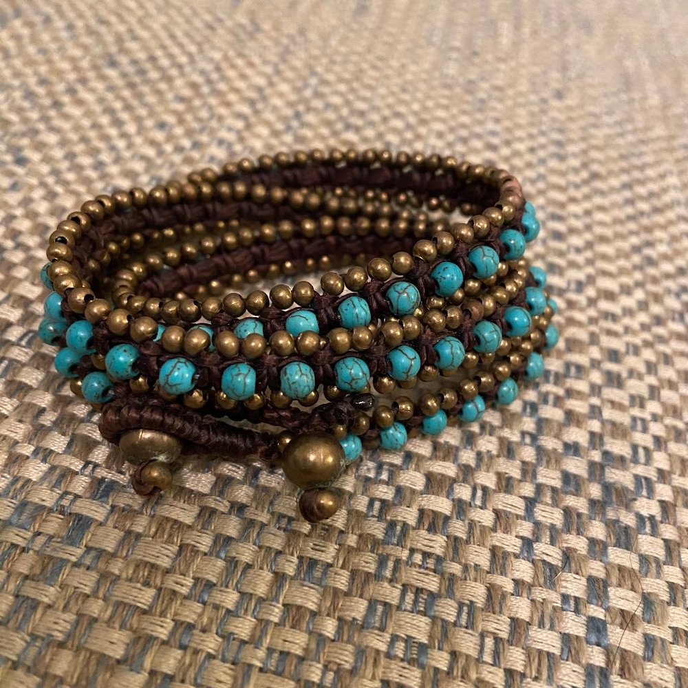 2/$10 Turquoise and Gold wrap bracelet